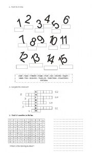 English Worksheet: numbers