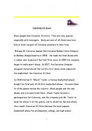 English Worksheet: Shot Reading text and Questions about the history of Converse All Stars