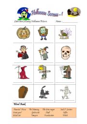 English Worksheet: Label the halloween pictures - Part 1