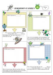 English Worksheet: Zoozoos family - student B