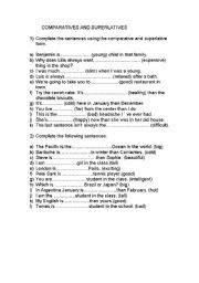 English Worksheet: comparatives and superlatives