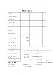 English Worksheet: Battleship