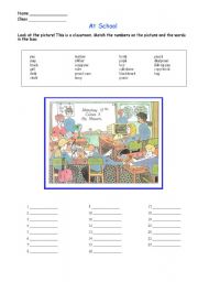 English Worksheet: At school