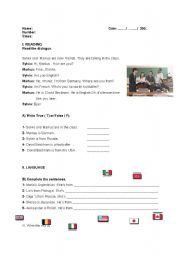 English Worksheet: countries and introducing people