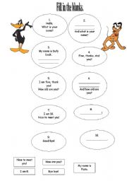 English Worksheet: greetings