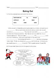 English Worksheet: Restaurant Vocabulary and Dialogue