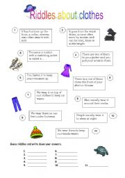 English Worksheet: Riddles about clothes