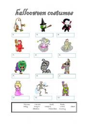 English Worksheet: halloween costumes