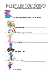 English Worksheet: WHAT ARE YOU DOING?