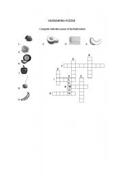English Worksheet: FRUIT CROSSWORD PUZZLE