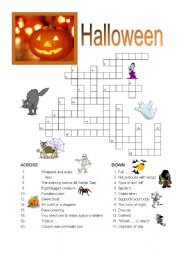 English Worksheet: HALLOWEEN CROSSWORD