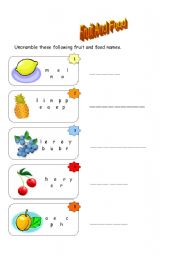 English Worksheet:  fruit