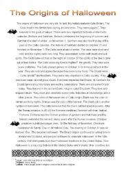 English Worksheet: Halloween (reading for intermediate students)