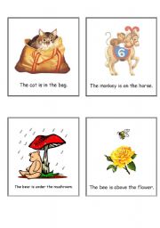 English Worksheet: Animals and prepositions of place