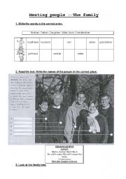 English Worksheet: Meeting people: the family.