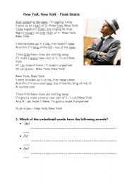 English Worksheet: New York, New York Frank Sinatra Pronunciation+ Informal English/ Slang