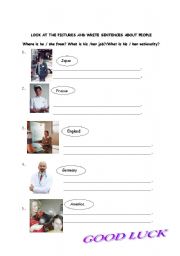 English Worksheet: countries and nationalities
