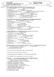 English Worksheet: comparatives and superlatives