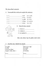 English worksheet: Described animals