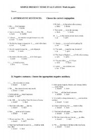 English Worksheet: Simple present tense evaluation
