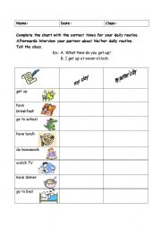 English Worksheet: Daily routines