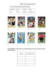 English Worksheet: Sports - Class survey