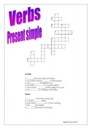 English Worksheet: Present simple verbs crossword