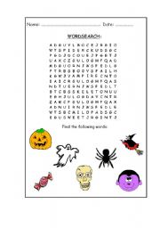 English Worksheet: halloween wordsearch