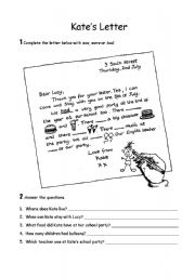 English Worksheet: Kates letter