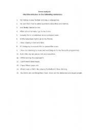 English Worksheet: Error analysis