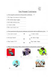 English worksheet: Test Present Continuous