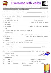 English Worksheet: review on verbs