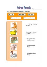 English worksheet: Animal sounds