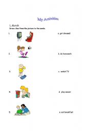 English Worksheet: My activity - Match worksheet