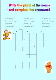 English Worksheet: plural crossword