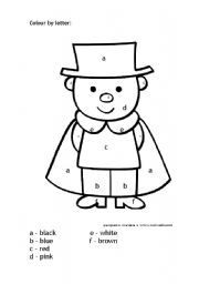 English Worksheet: colour by letter