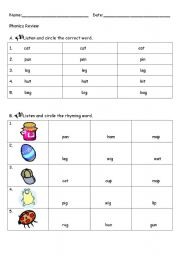 English Worksheet: Phonics Review