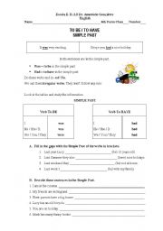 English Worksheet: Simple Past of the verbs to be and to have