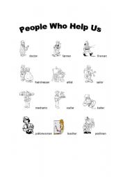 English worksheet: PEOPLE WHO HELP US