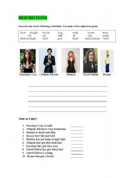 English Worksheet: PHYSICAL DESCRIPTIONS