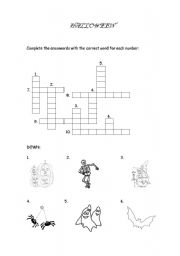 English Worksheet: Halloween crosswords