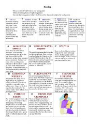 English Worksheet: Magazines