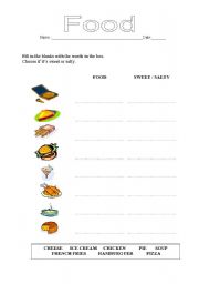 English Worksheet: Food