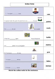 English Worksheet: Action Verbs