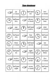 English Worksheet: Play dominoes about time