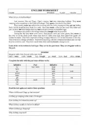 English Worksheet: irregular verbs