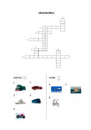 English Worksheet: Transports crosswords