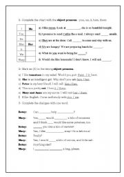 English worksheet: object pronoun