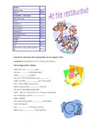 English Worksheet: at the restaurant