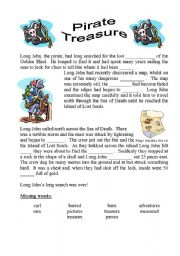 English worksheet: Pirate treasure - ur and ure words